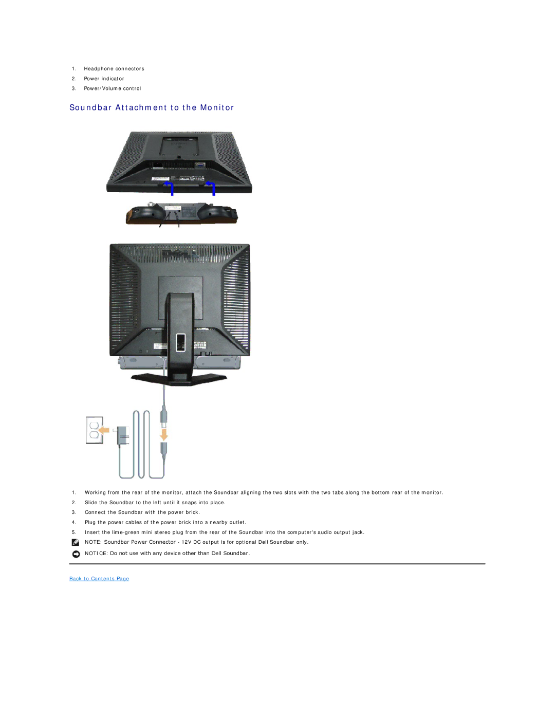 Dell E157FP appendix Soundbar Attachment to the Monitor 