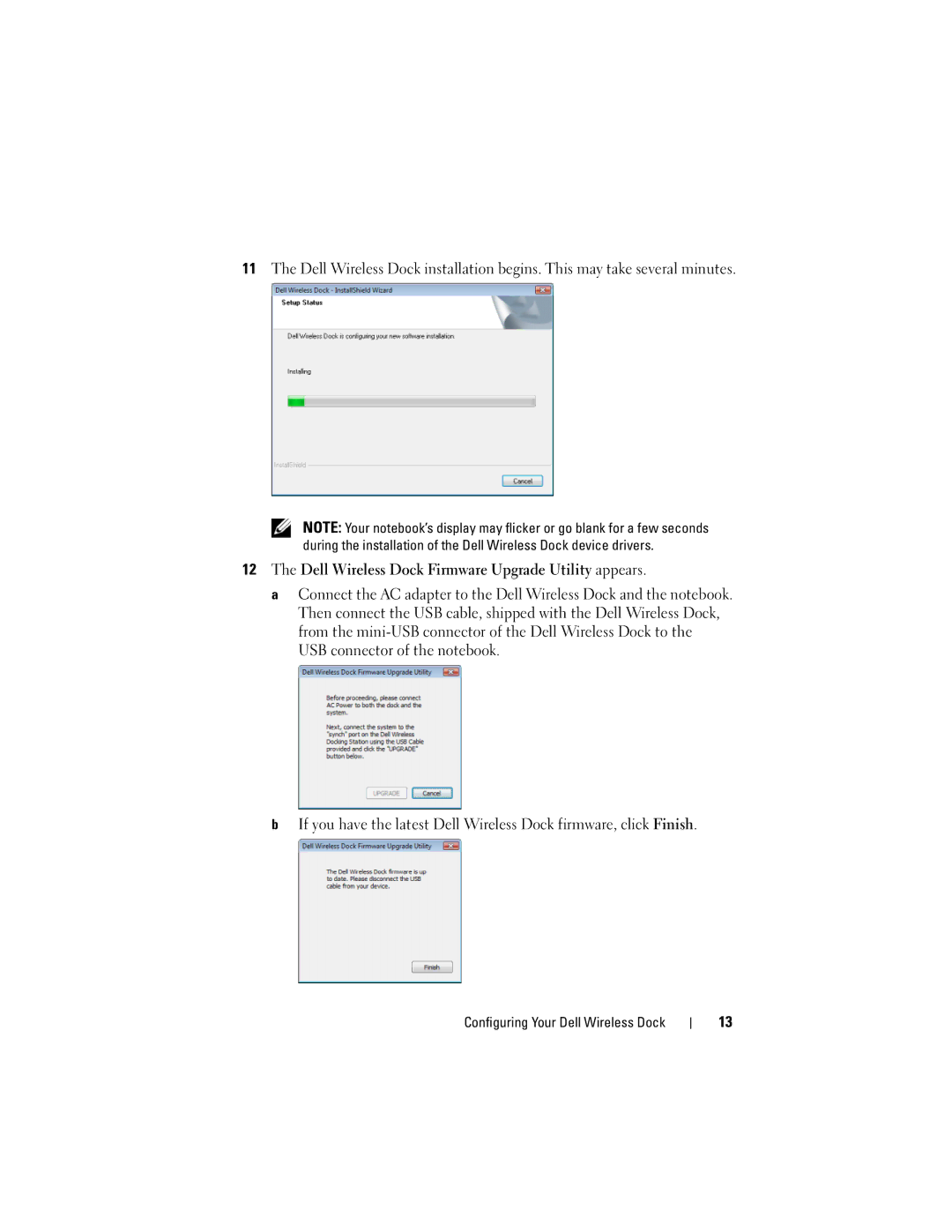 Dell 0HPCH, E16WD01001 user manual Configuring Your Dell Wireless Dock 