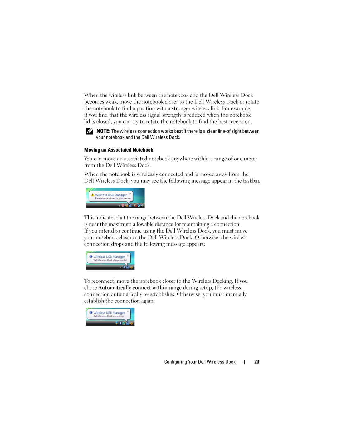 Dell E16WD01001, 0HPCH user manual Configuring Your Dell Wireless Dock 