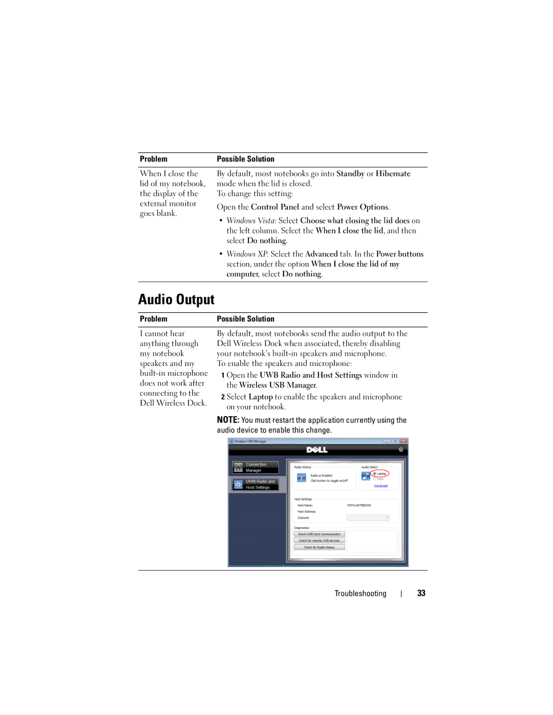 Dell E16WD01001, 0HPCH user manual Audio Output, Select Do nothing 