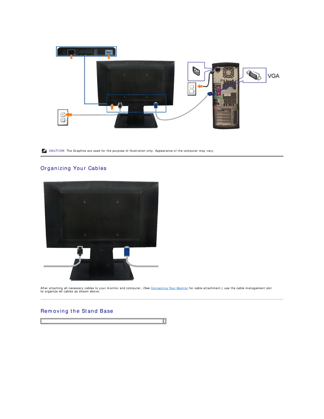 Dell E1709WC appendix Organizing Your Cables, Removing the Stand Base 