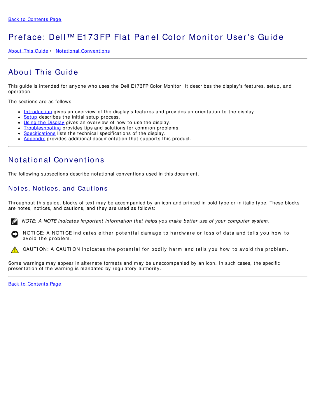 Dell E173FP specifications About This Guide, Notational Conventions 