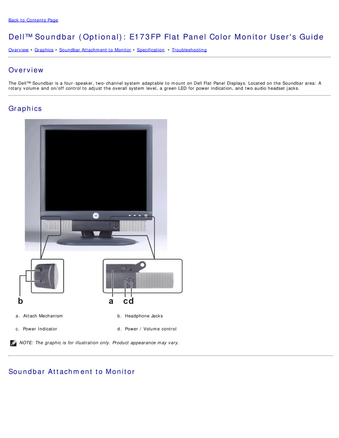 Dell E173FP specifications Overview, Power / Volume control 