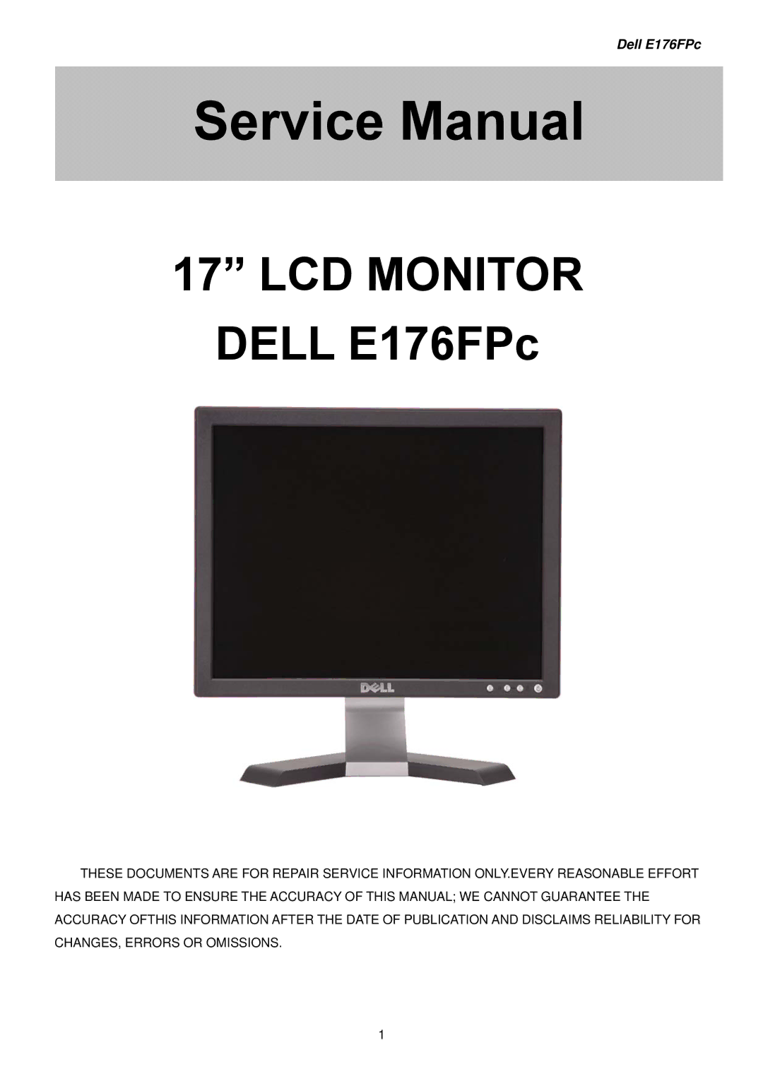 Dell E176FPB service manual LCD Monitor 