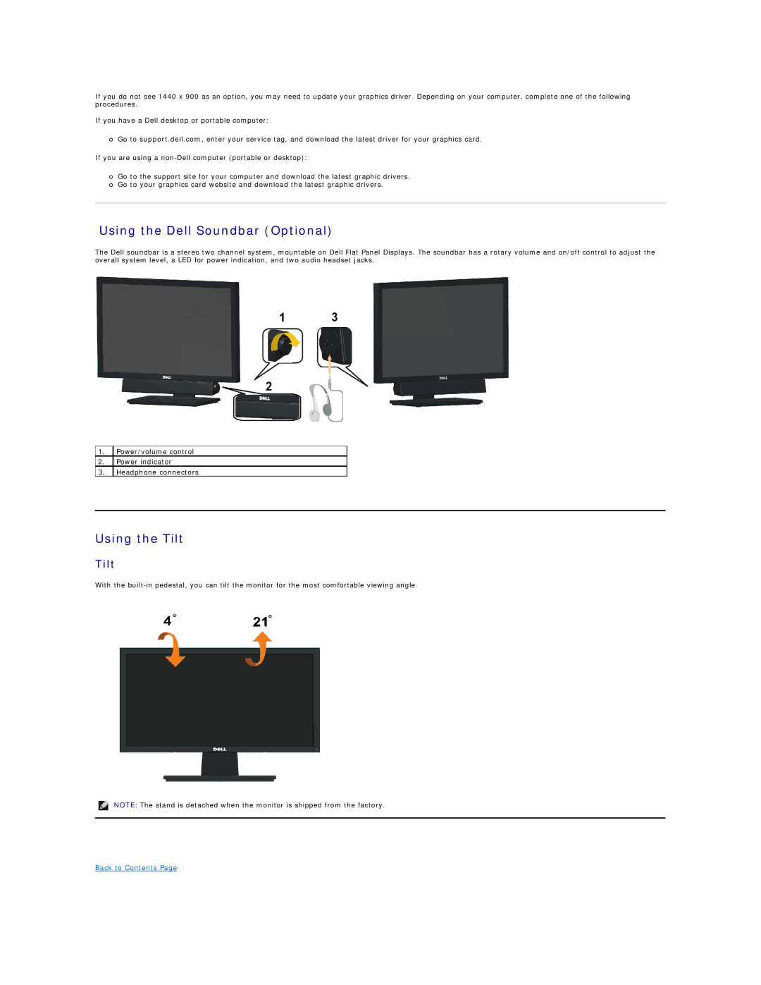 Dell E1911F, E1911C appendix Using the Dell Soundbar Optional, Using the Tilt 