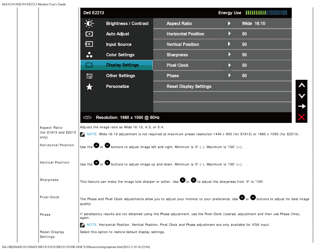 Dell E1913 appendix Aspect Ratio 