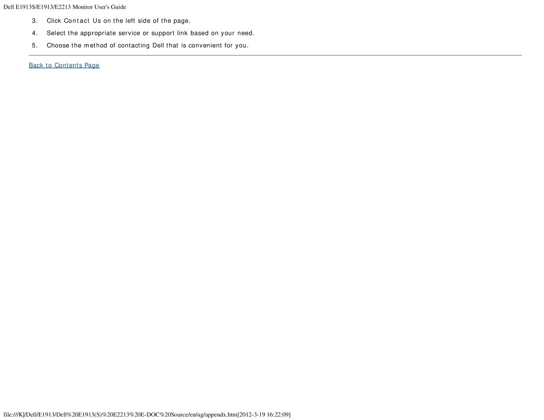 Dell E1913 appendix Back to Contents 