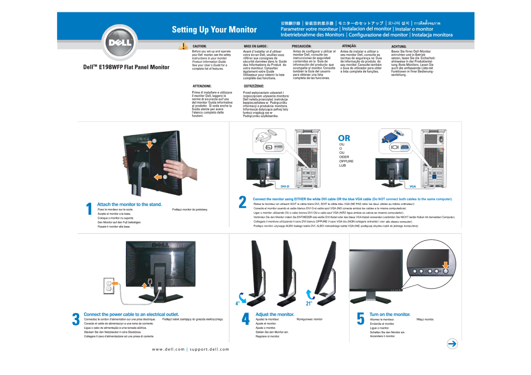 Dell E198WFP manual Do not connect both cables to the same computer 