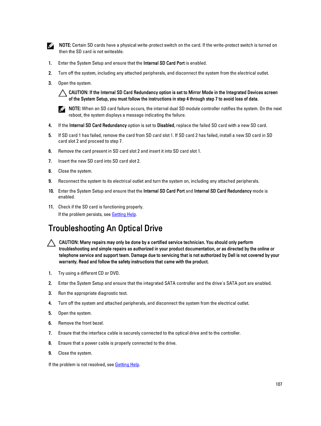 Dell R520, E19S owner manual Troubleshooting An Optical Drive 