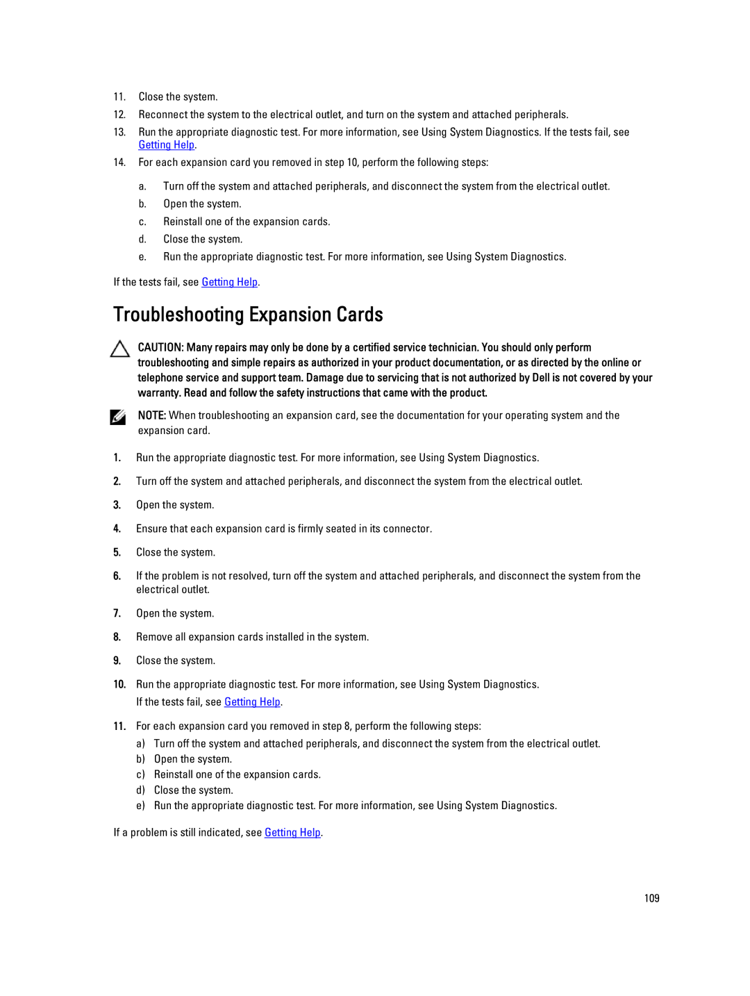 Dell R520, E19S owner manual Troubleshooting Expansion Cards 