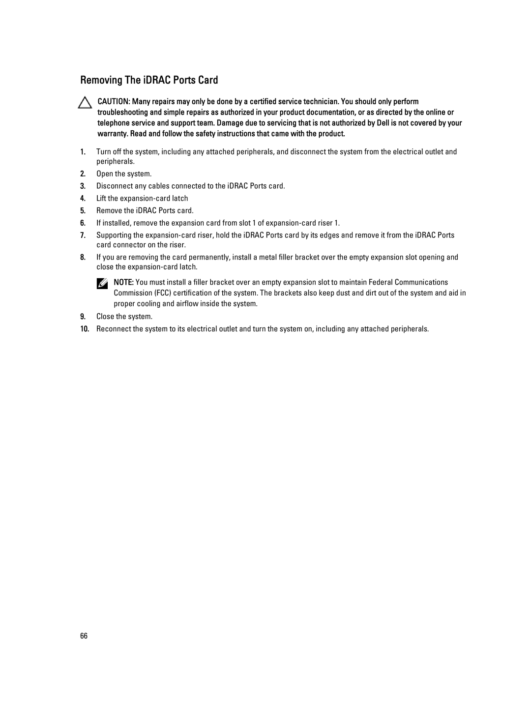 Dell E19S, R520 owner manual Removing The iDRAC Ports Card 