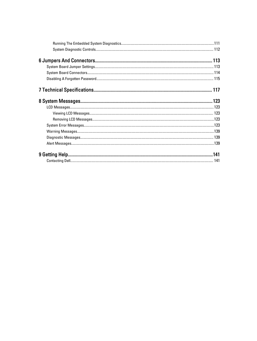 Dell R520, E19S owner manual 113, 117, 123, 141 