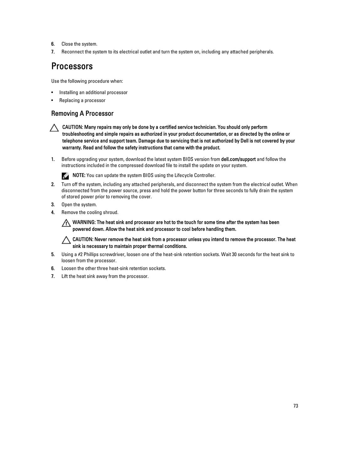 Dell R520, E19S owner manual Processors, Removing a Processor 