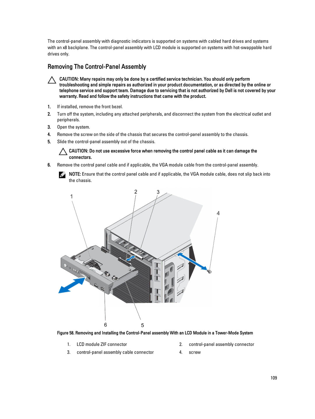 Dell E20S001 owner manual Removing The Control-Panel Assembly 