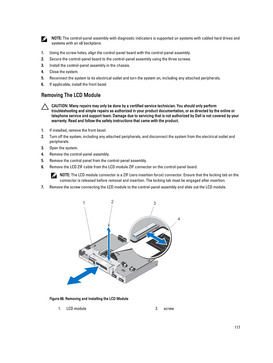 Dell E20S001 owner manual Removing The LCD Module, Removing and Installing the LCD Module 