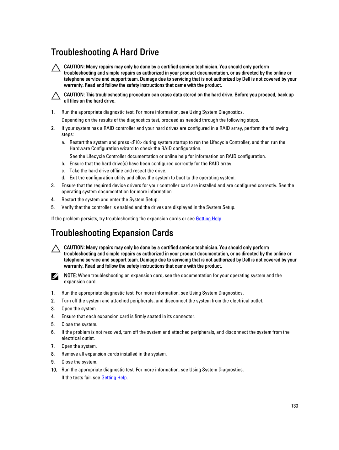 Dell E20S001 owner manual Troubleshooting a Hard Drive, Troubleshooting Expansion Cards 