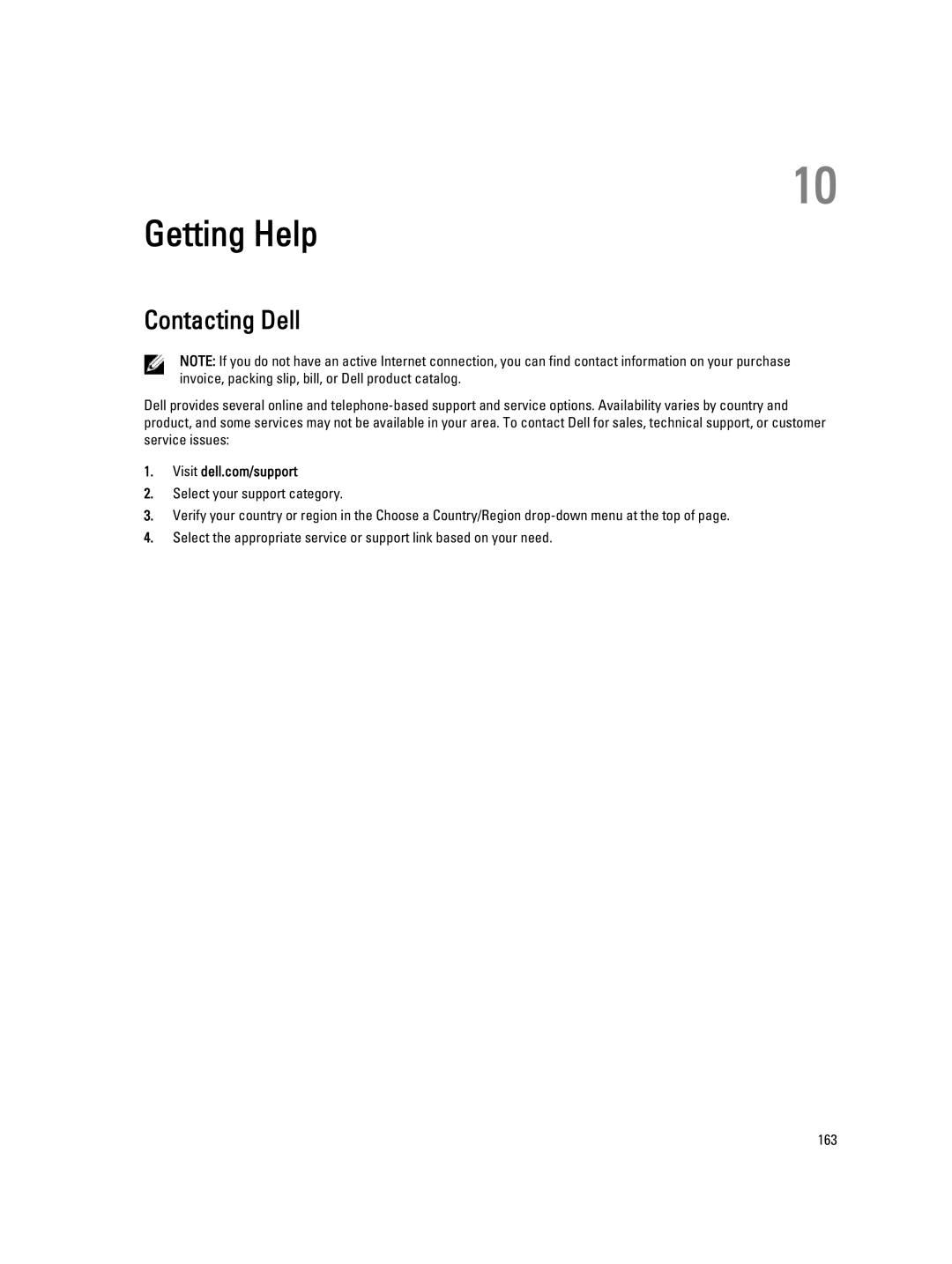 Dell E20S001 owner manual Getting Help, Contacting Dell 