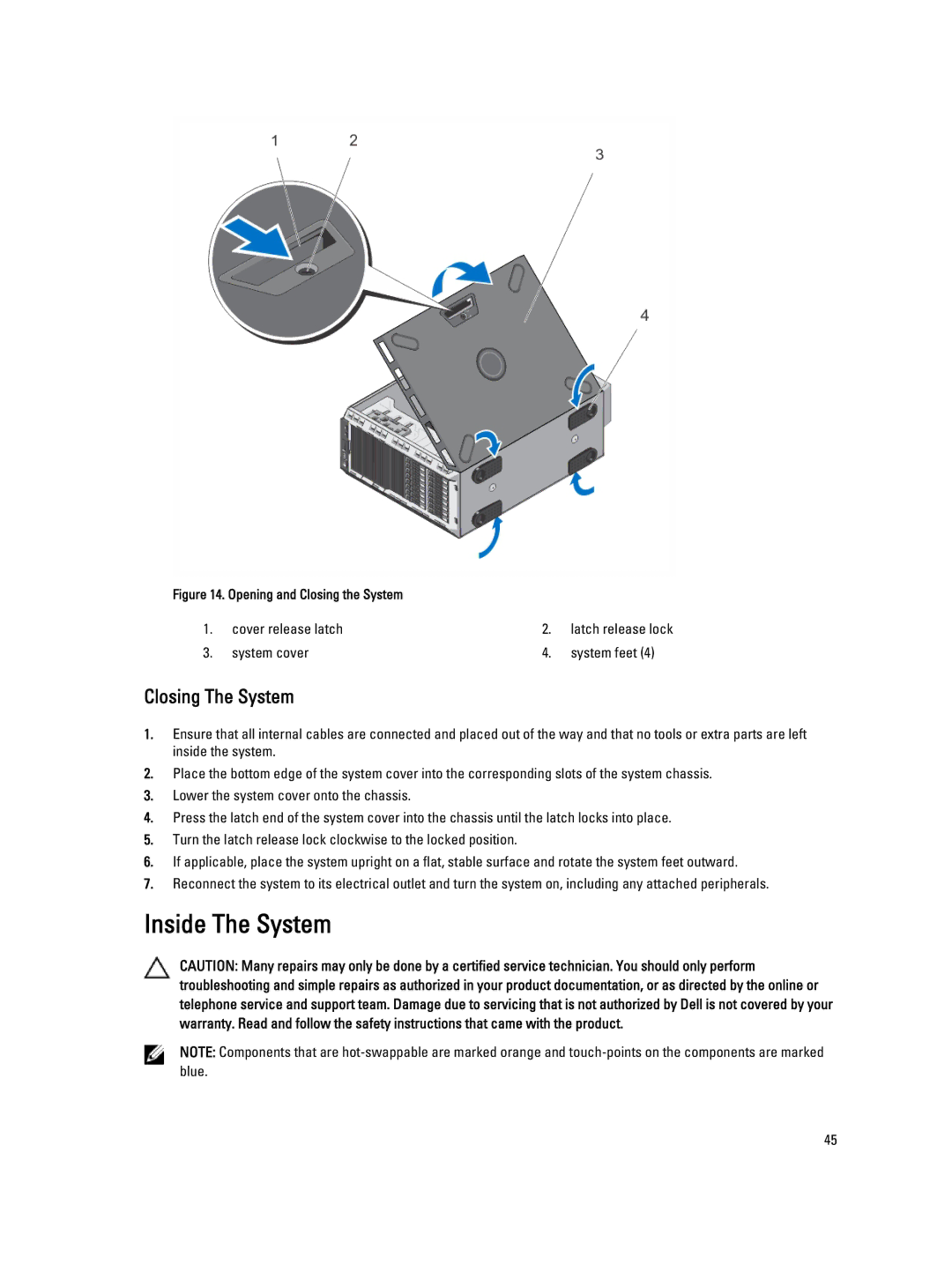 Dell E20S001 owner manual Inside The System, Closing The System 