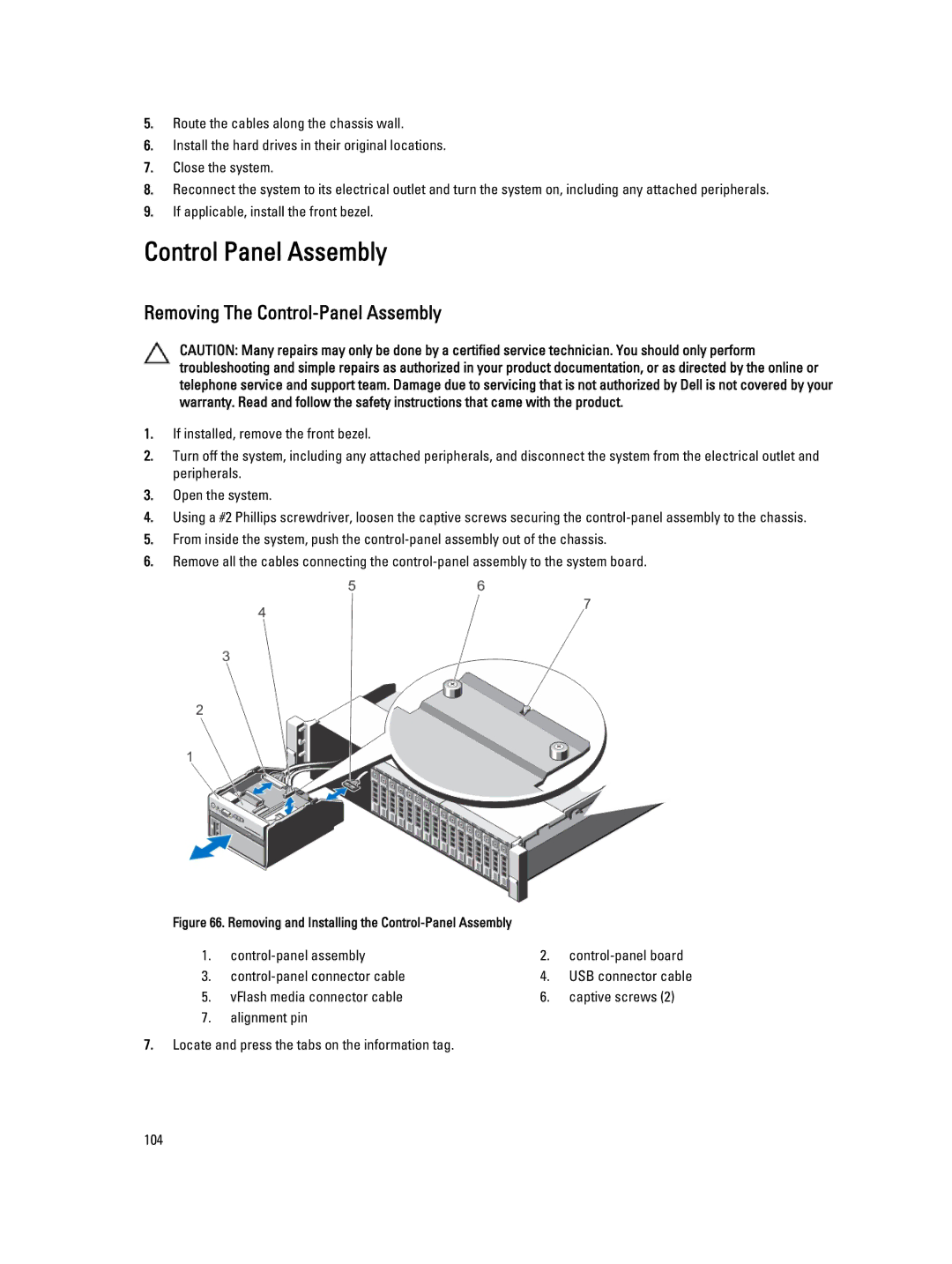 Dell E21S001, R820 owner manual Control Panel Assembly, Removing The Control-Panel Assembly 