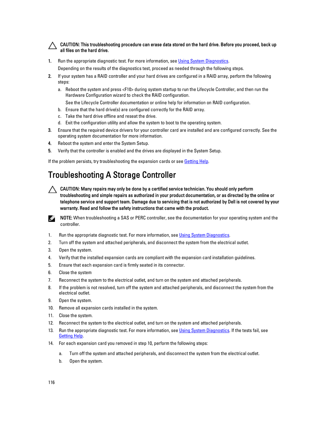 Dell E21S001, R820 owner manual Troubleshooting a Storage Controller 