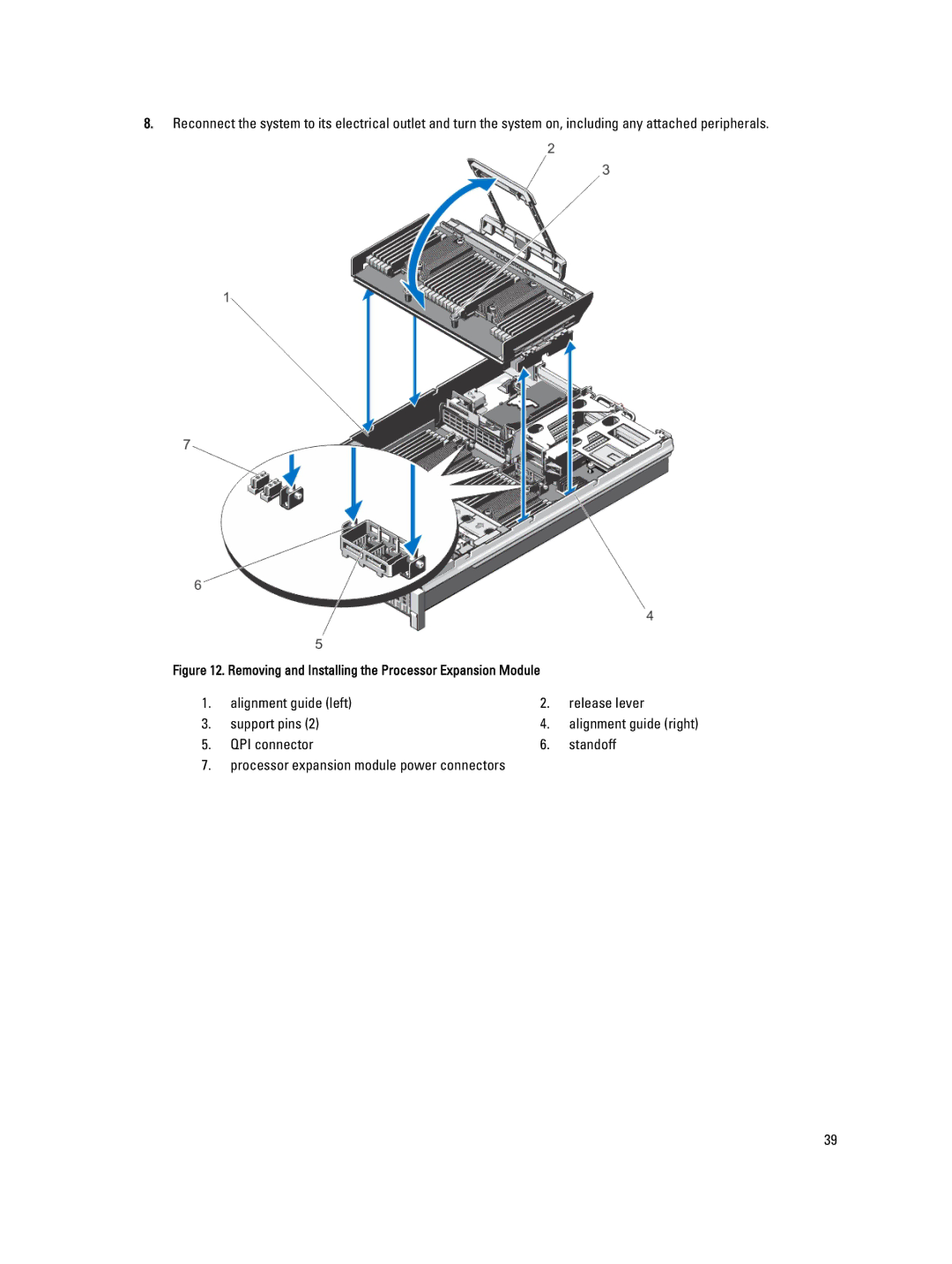 Dell R820, E21S001 owner manual Alignment guide left Release lever Support pins 