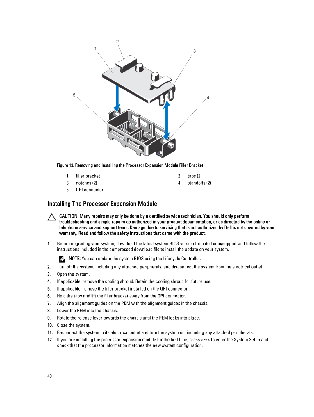 Dell E21S001, R820 owner manual Installing The Processor Expansion Module 