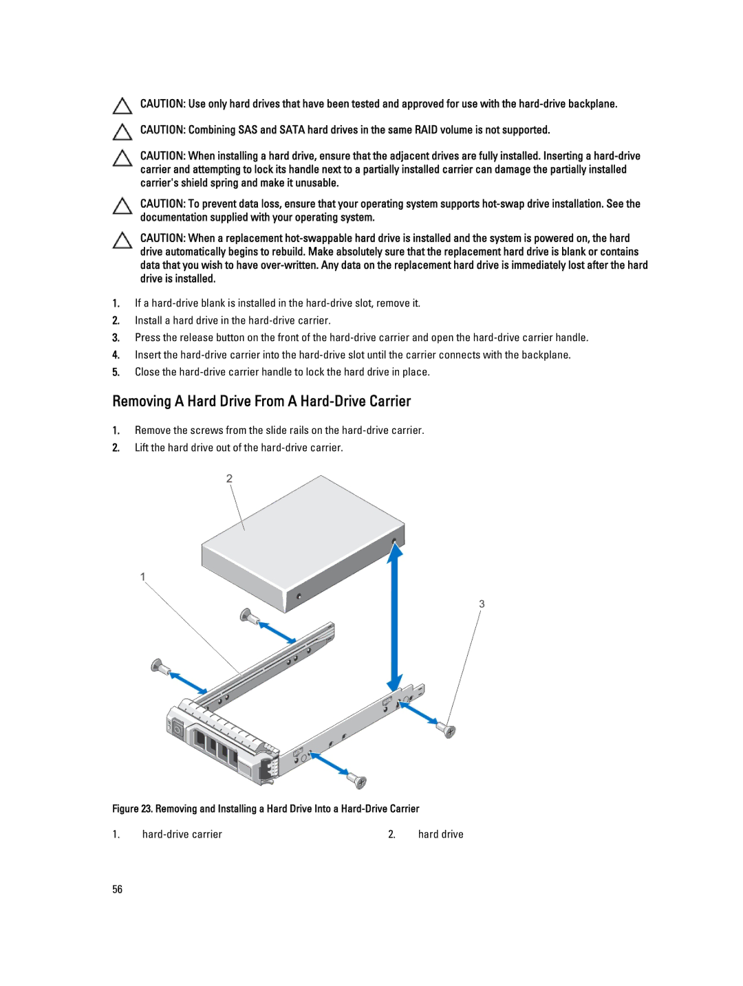 Dell E21S001, R820 owner manual Removing a Hard Drive From a Hard-Drive Carrier 