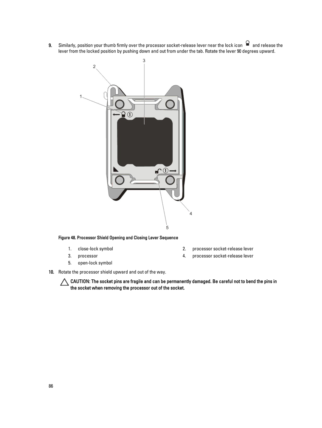 Dell E21S001, R820 owner manual Close-lock symbol 