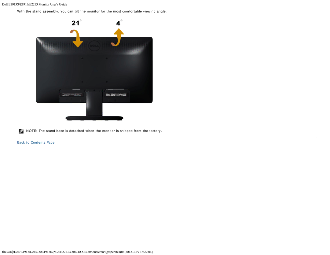 Dell E1913S, E2213C appendix Back to Contents 