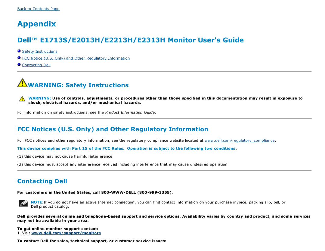 Dell E2213H manual Appendix 