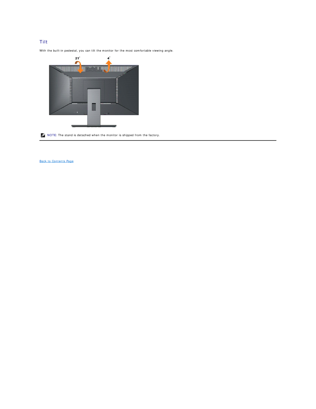 Dell E2310HF, E2210HF, E2010HT appendix Tilt 