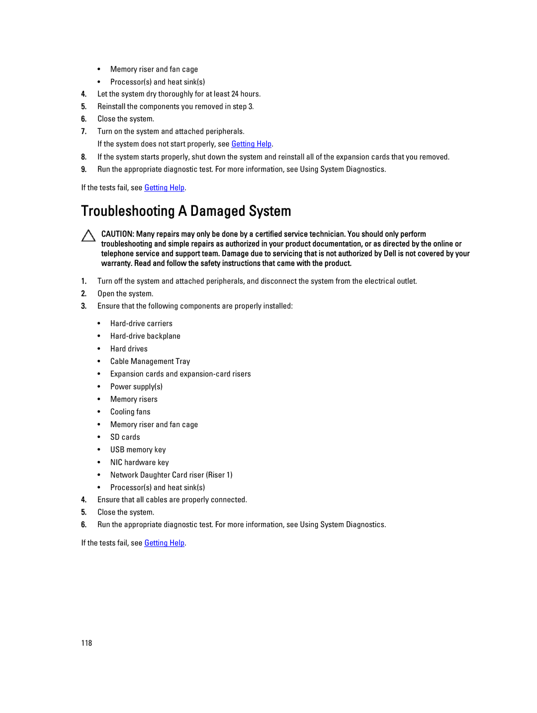 Dell E23S Series owner manual Troubleshooting a Damaged System 