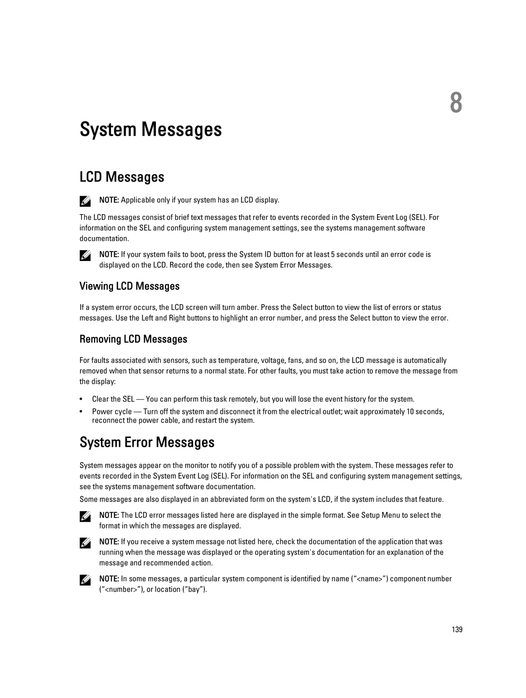 Dell E23S Series owner manual System Error Messages, Viewing LCD Messages, Removing LCD Messages 