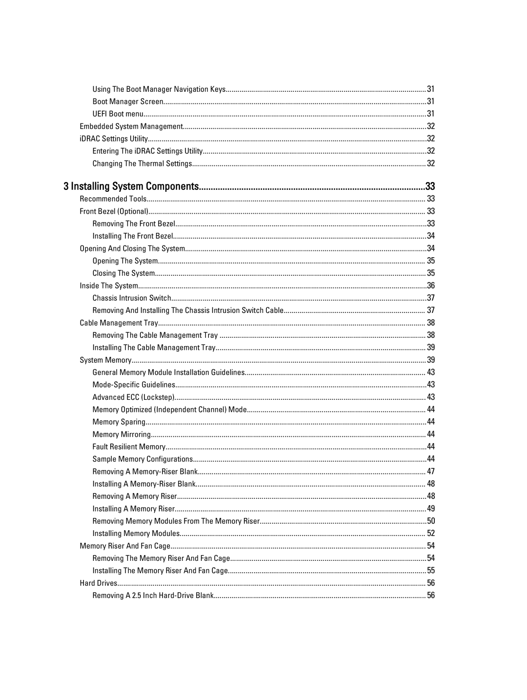 Dell E23S Series owner manual Installing System Components, Memory Optimized Independent Channel Mode 