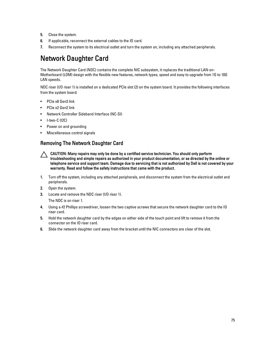 Dell E23S Series owner manual Removing The Network Daughter Card 