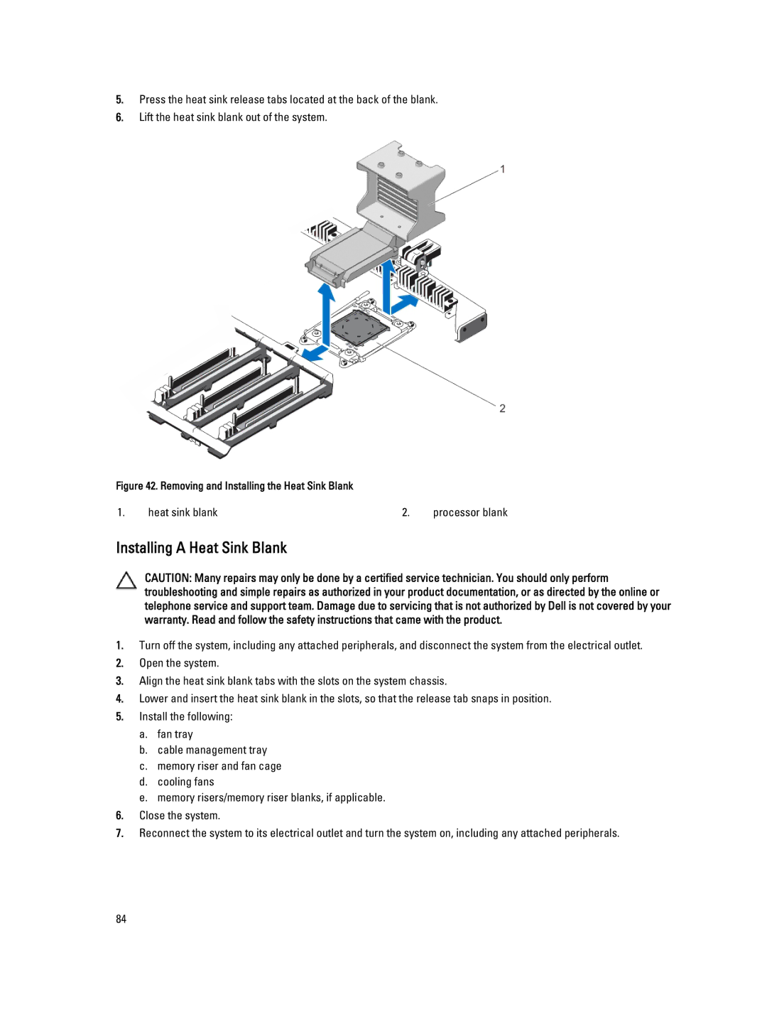 Dell E23S Series owner manual Installing a Heat Sink Blank, Removing and Installing the Heat Sink Blank 