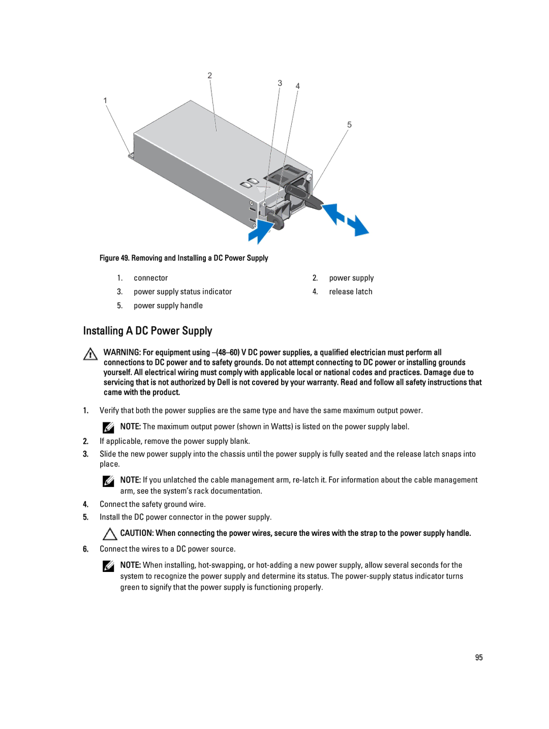 Dell E23S Series owner manual Removing and Installing a DC Power Supply 