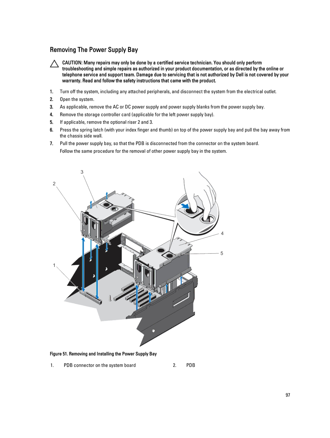 Dell E23S Series owner manual Removing The Power Supply Bay, Removing and Installing the Power Supply Bay 