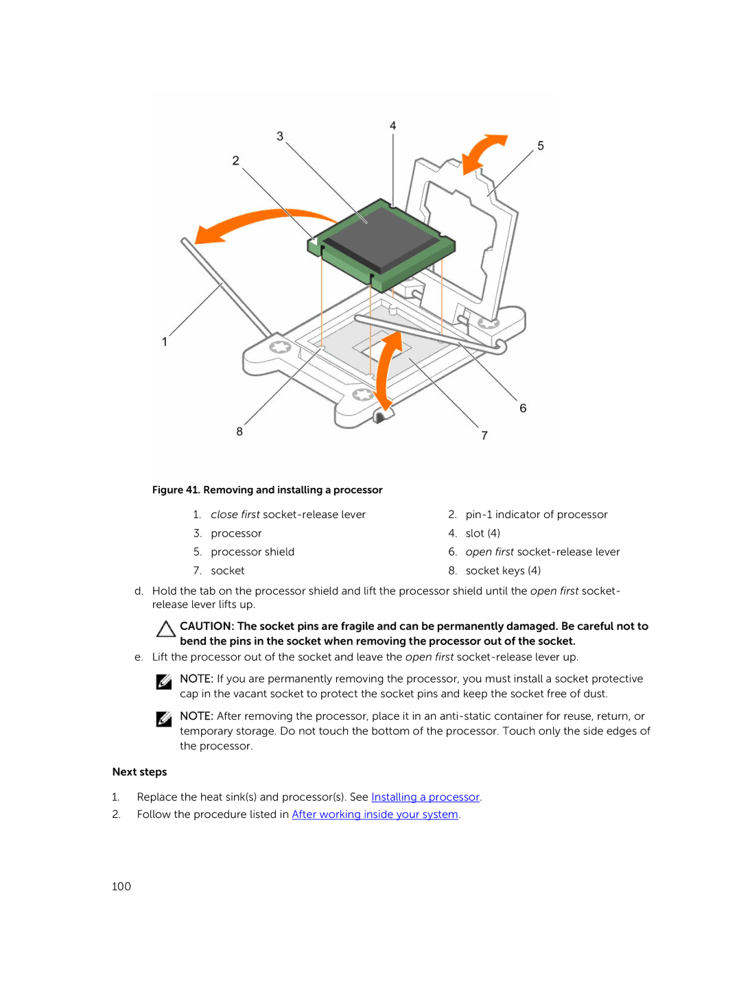 Dell E26S Series owner manual Removing and installing a processor 