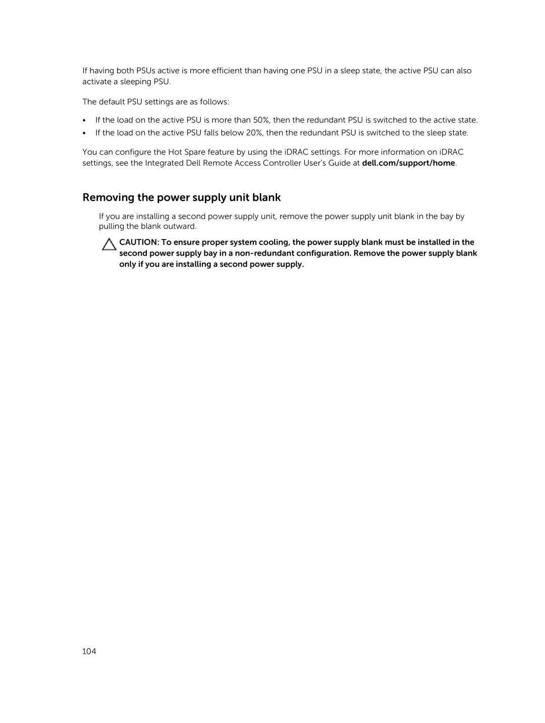 Dell E26S Series owner manual Removing the power supply unit blank 