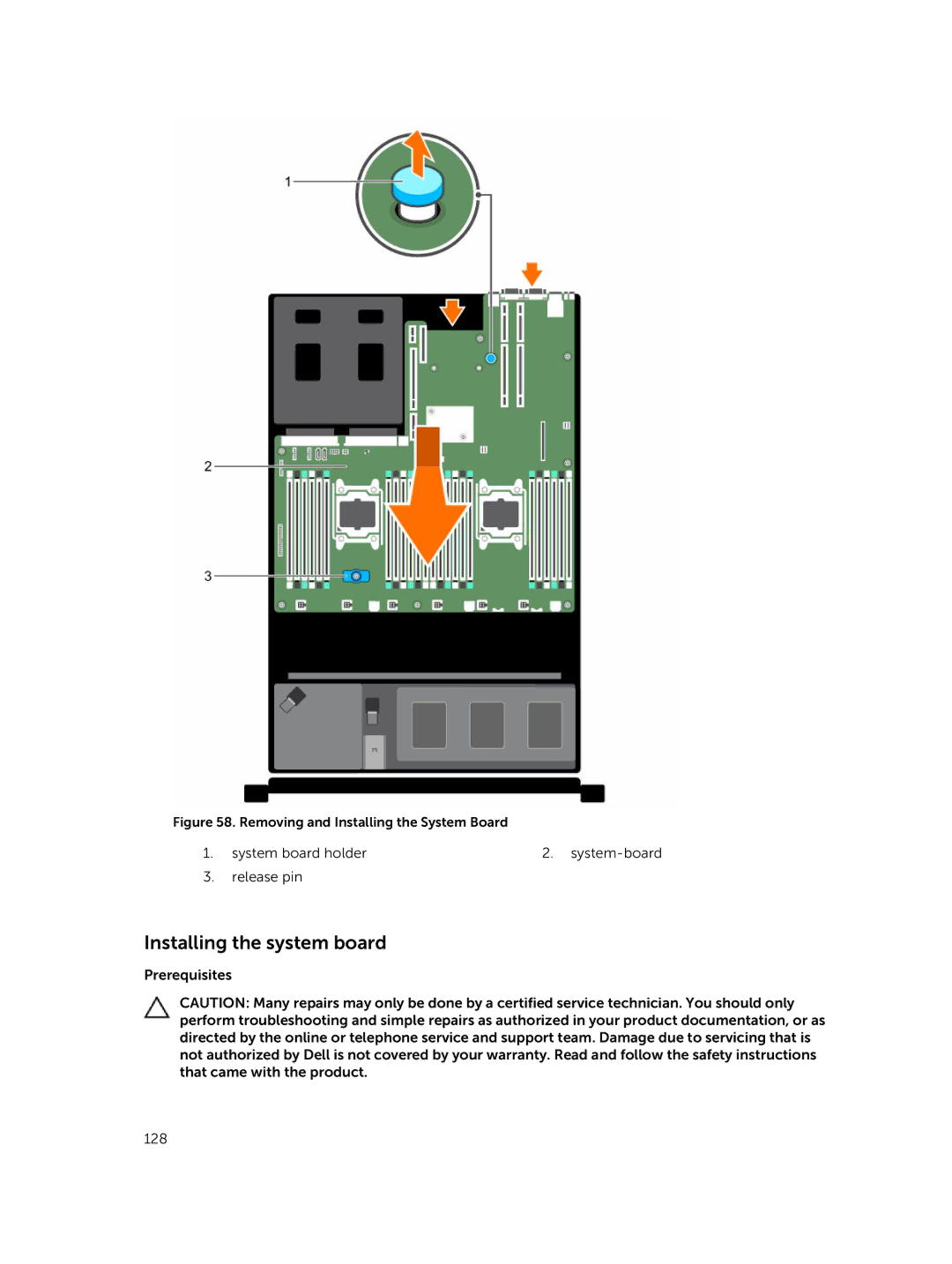 Dell E26S Series owner manual Installing the system board, Removing and Installing the System Board 