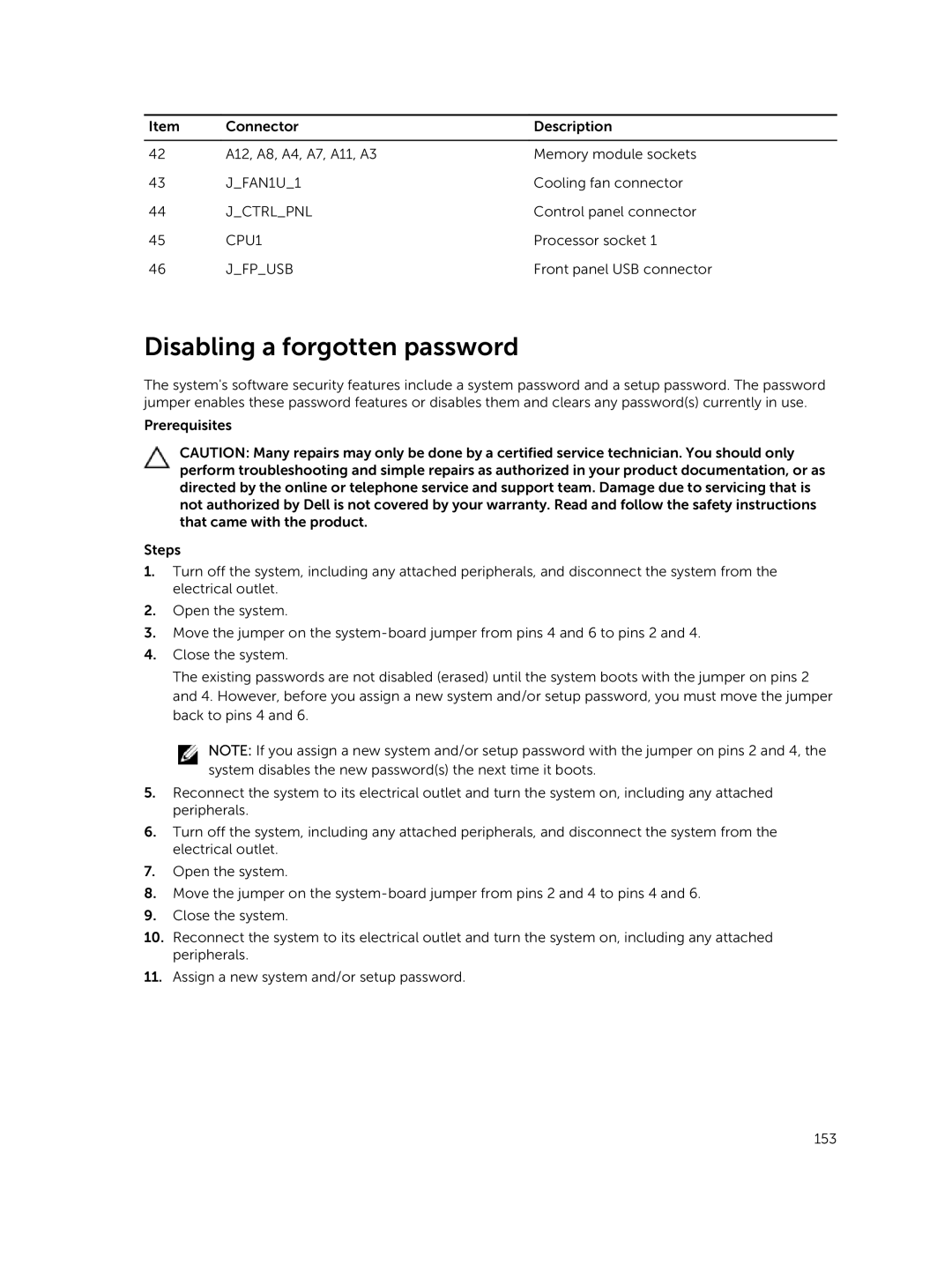 Dell E26S Series owner manual Disabling a forgotten password 