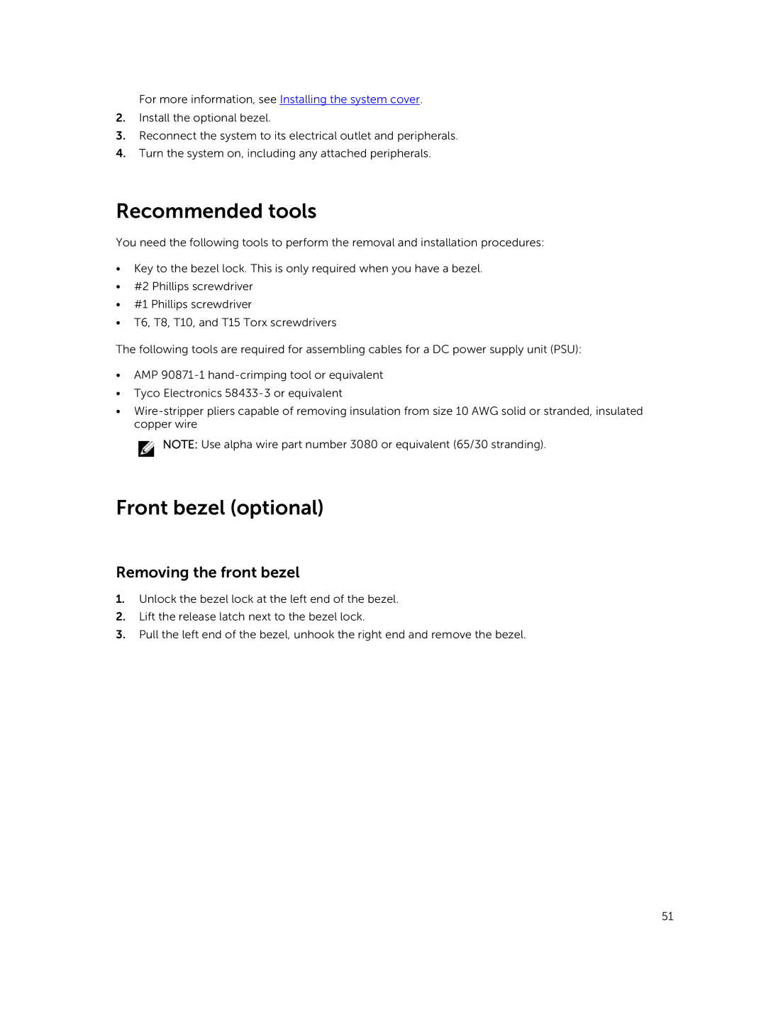 Dell E26S Series owner manual Recommended tools, Front bezel optional, Removing the front bezel 