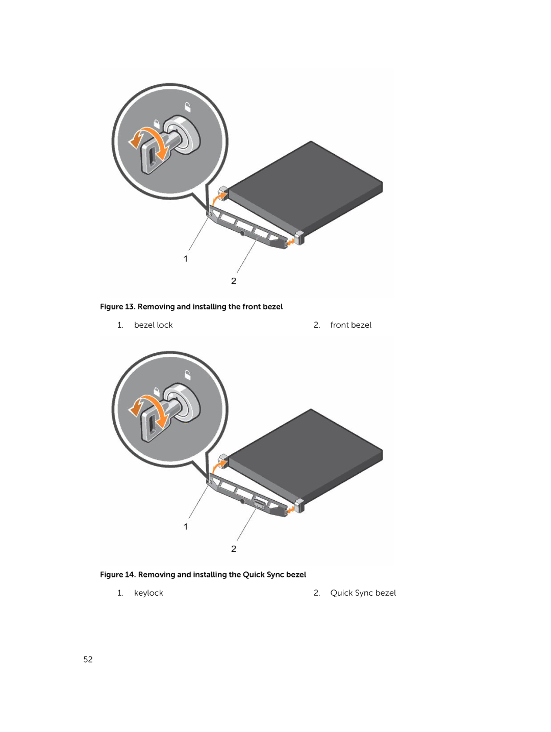 Dell E26S Series owner manual Bezel lock Front bezel 