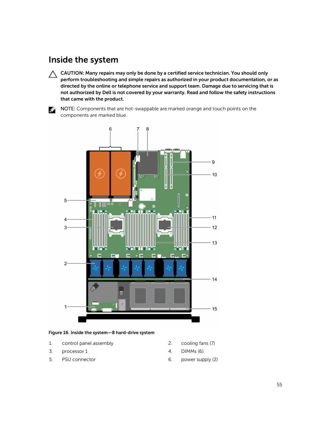 Dell E26S Series owner manual Inside the system-8 hard-drive system 