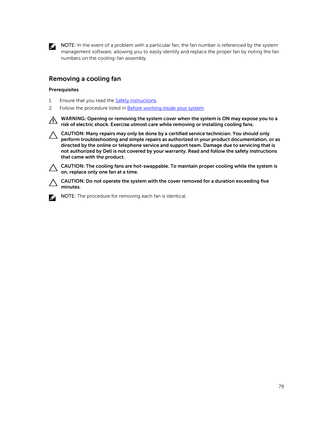 Dell E26S Series owner manual Removing a cooling fan 