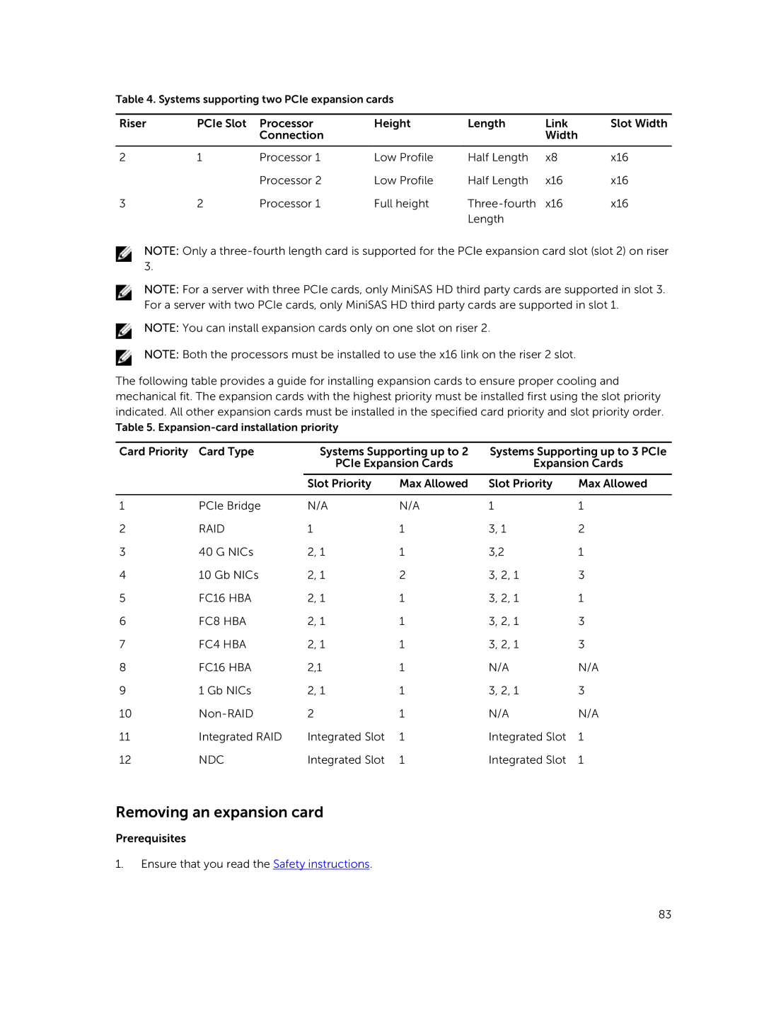 Dell E26S Series owner manual Removing an expansion card 