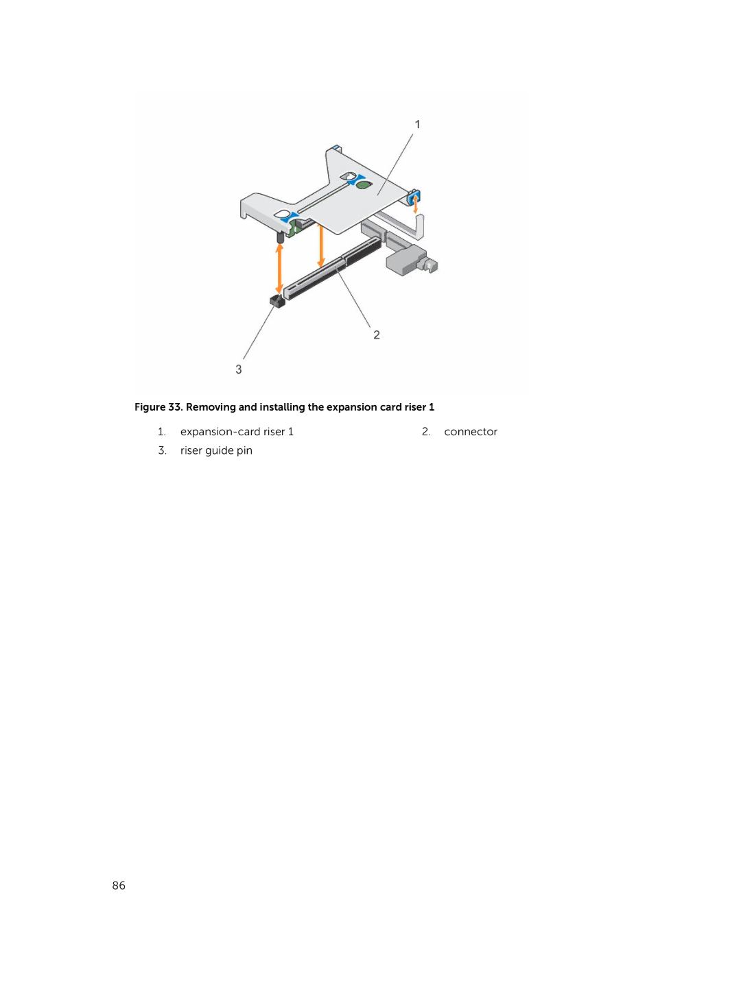 Dell E26S Series owner manual Expansion-card riser Connector Riser guide pin 