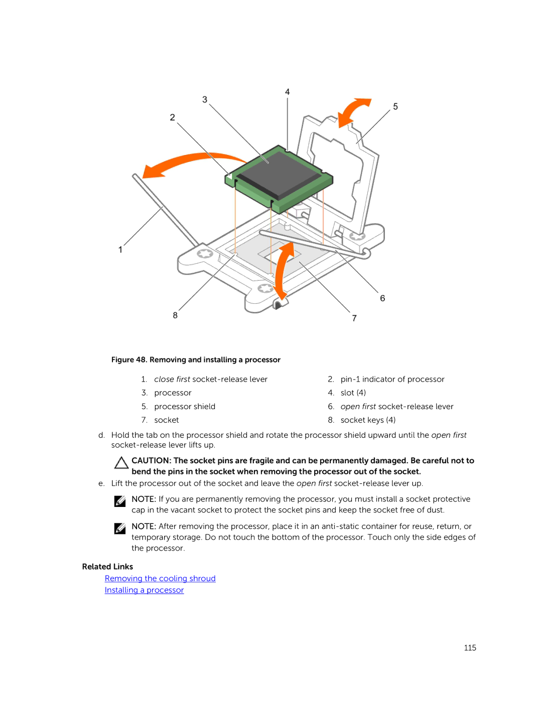 Dell E30S owner manual Removing the cooling shroud Installing a processor 