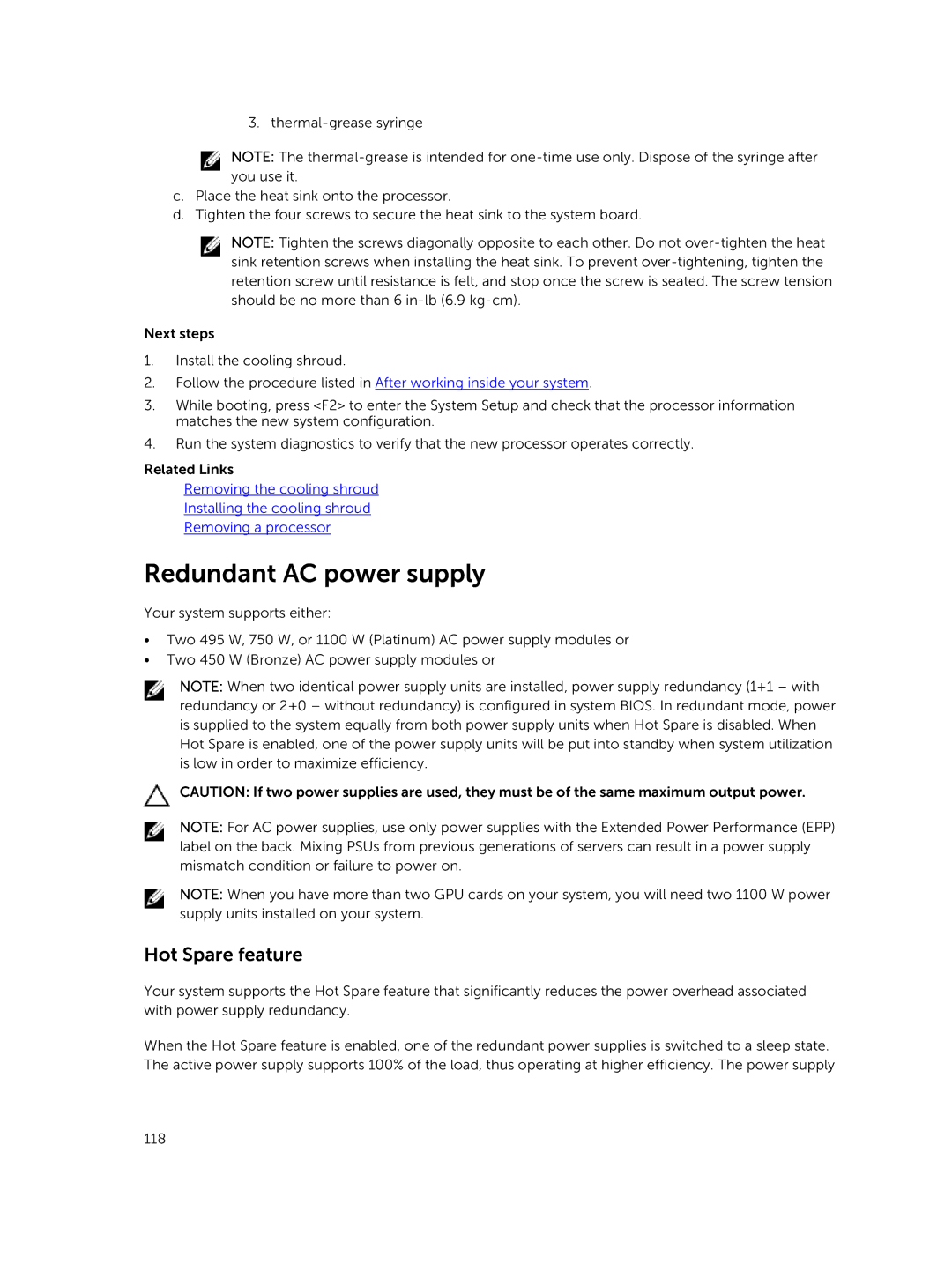 Dell E30S owner manual Redundant AC power supply, Hot Spare feature 